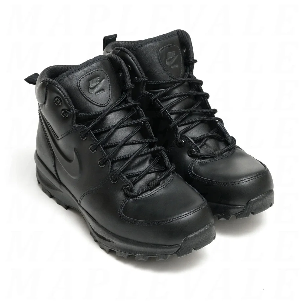 Nike Manoa Men's Sz 8.5 Leather Boots Black Tactical Hiking Shoes 454350-003